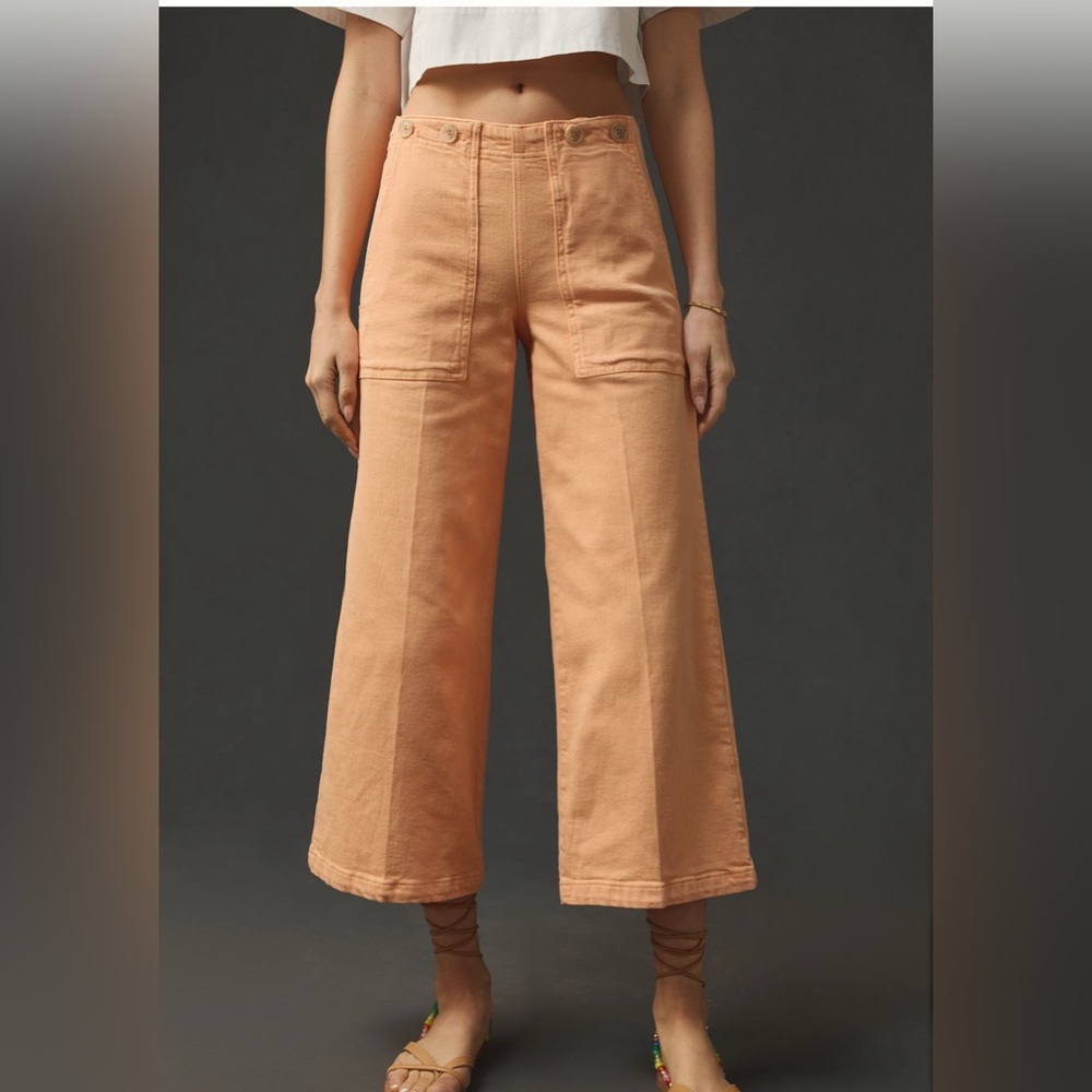 Anthropologie The Kit Cropped High Rise Wide Leg Trouser Jeans